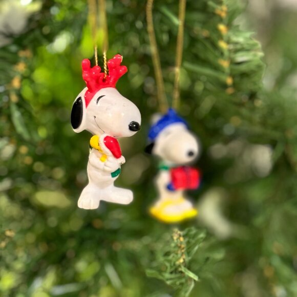 Vintage (2) Snoopy and Woodstock Christmas Tree Ornaments - Picture 2 of 14